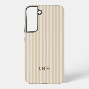 Tan Stripe Vintage Design Tiny Initials Monogram Samsung Galaxy Case
