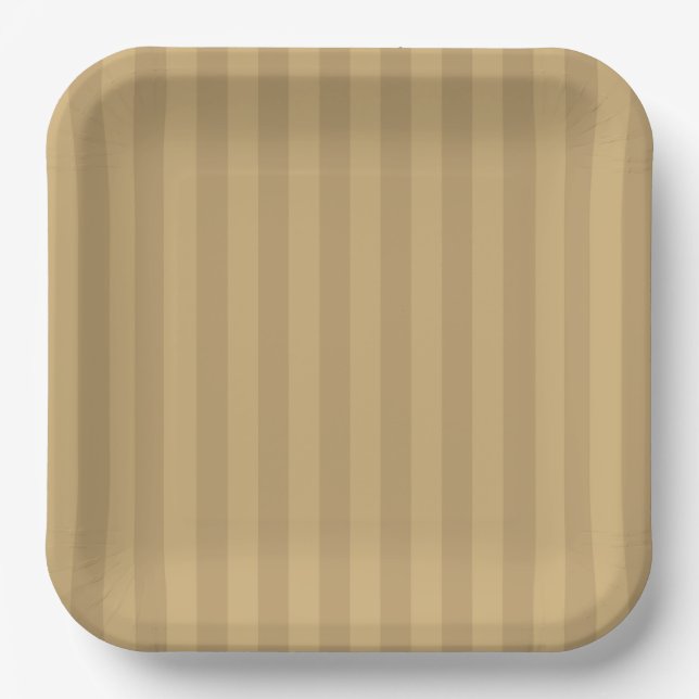 Tan Striped Paper Plates - 9in Salty Bark Club (Front)