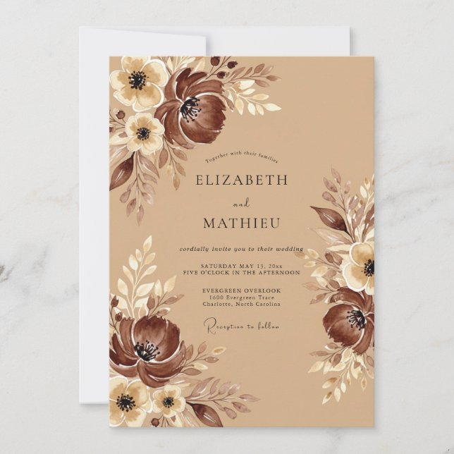 Tan Sublime Autumnal Wedding Invitation (Front)