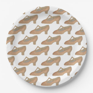 Tan T-Strap Character Shoe Dance Musical Theatre Paper Plate