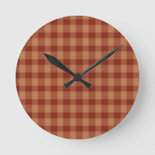 Tan Tartan Wall Clock