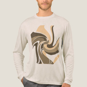 Tan Taupe Brown Swirling Abstract Flower Motif Tri-Blend Shirt