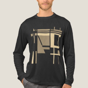 Tan Taupe Cream Geometric MCM-inspired Squares Tri-Blend Shirt
