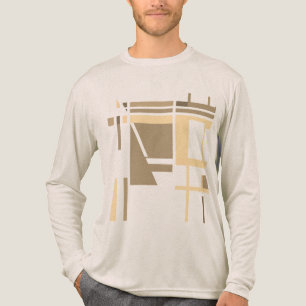 Tan Taupe Cream Geometric MCM-inspired Squares Tri-Blend Shirt