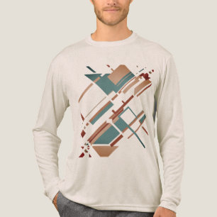 Tan Teal Rust Slanted MCM Look Geometric Abstract Tri-Blend Shirt
