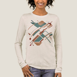 Tan Teal Rust Slanted MCM Look Geometric Abstract Tri-Blend Shirt