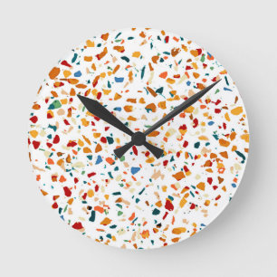 Tan Terrazzo Round Clock
