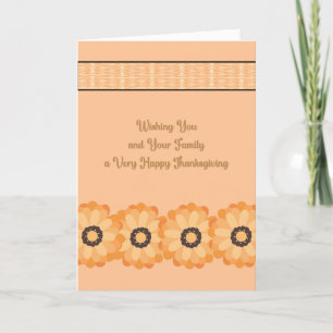 Tan Thanksgiving Card with Flowers