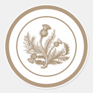 Tan Thistle Classic Round Sticker