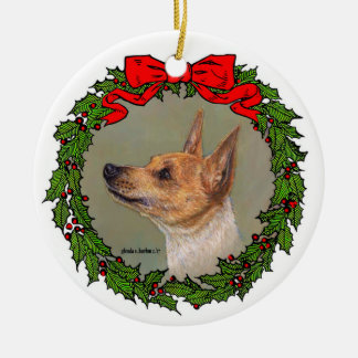 Tan Toy Fox Terrier by Glenda S. Harlan Ceramic Tree Decoration