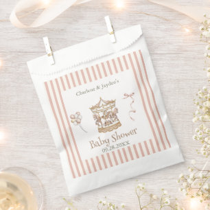 Tan Vintage Watercolor Horse Carousel Baby Shower Favour Bags