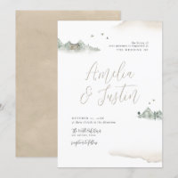 Tan Watercolor Mountain Destination Wedding