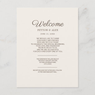 Tan Wedding Guest Welcome Enclosure Card