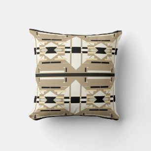 Tan White Black Southwest Look Mosaic Large Tiles Cushion