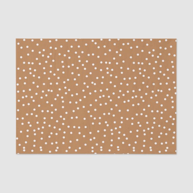 Tan & White Confetti Polka Dots Tissue Paper (Front)