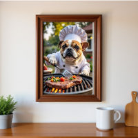 Tan White French Bulldog Grilling Chef