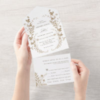 Tan & White Wildflower Silhouette Wreath Wedding 