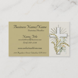Tan with Beautiful Floral Cross Business Cards
