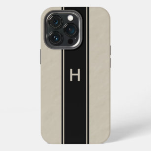 Tan with Black Stripe and Monogram iPhone 13 Pro Case