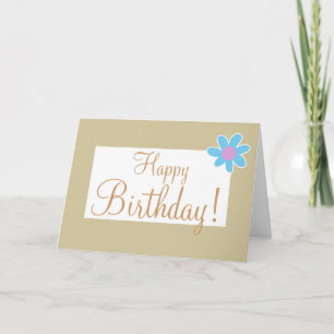 Tan with Corner Flower "Birthday Card" Card