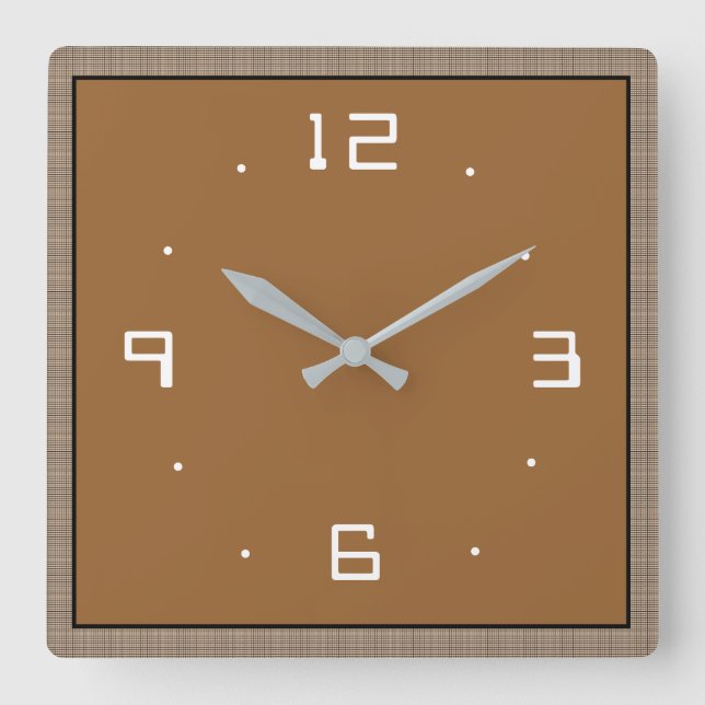 Tan with White Numerals >Plain Kitchen Clocks (Front)