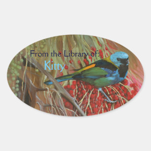 Tanager Oil Painting Custom Bookplate Sticker