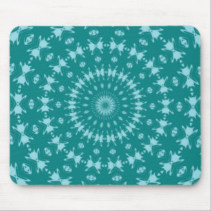 Tanager Turquoise and Teal Blue Abstract Pattern M Mouse Pad