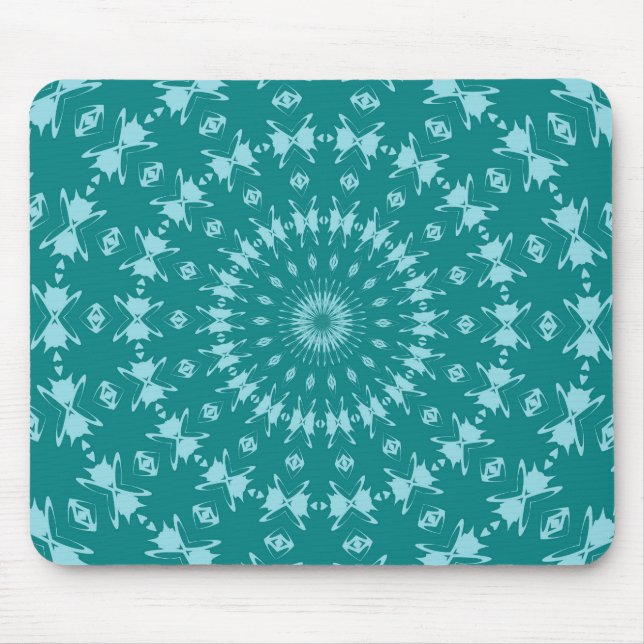 Tanager Turquoise and Teal Blue Abstract Pattern M Mouse Pad (Front)