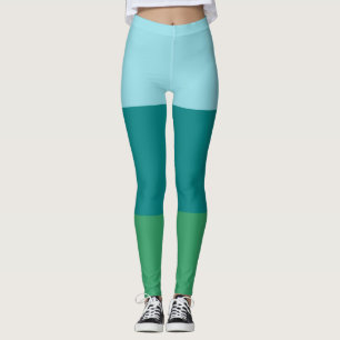 Tanager Turquoise, Teal Blue and Kelly Green Horiz Leggings