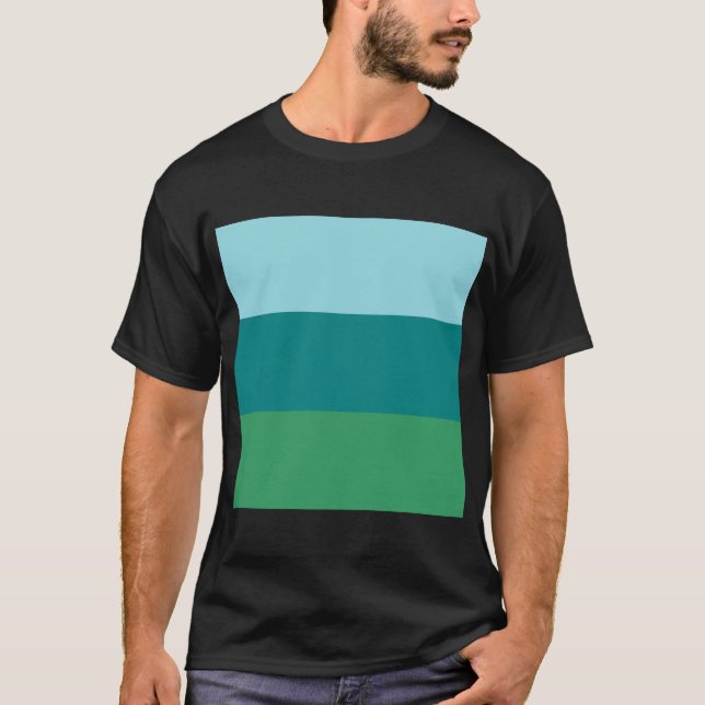 Tanager Turquoise, Teal Blue and Kelly Green Horiz T-Shirt (Front)