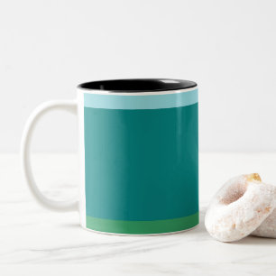 Tanager Turquoise, Teal Blue and Kelly Green Horiz Two-Tone Coffee Mug