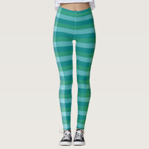 Tanager Turquoise, Teal Blue and Kelly Green Line Leggings
