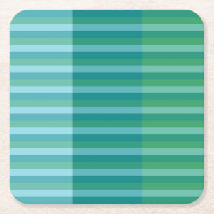 Tanager Turquoise, Teal Blue and Kelly Green Line Square Paper Coaster