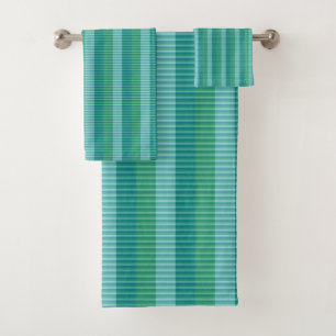 Tanager Turquoise, Teal Blue and Kelly Green Repea Bath Towel Set