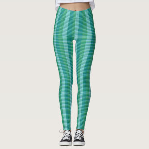 Tanager Turquoise, Teal Blue and Kelly Green Repea Leggings