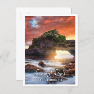 Tanah Lot Temple at sunset in Bali  Indonesia Postcard