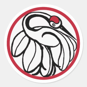 Tancho Japanese Crane Classic Round Sticker