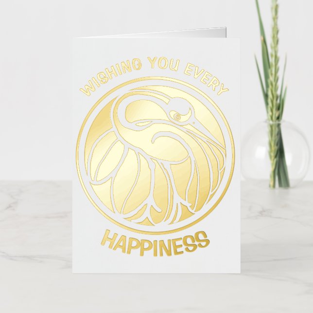Tancho Japanese Crane Foil Greeting Card (Front)