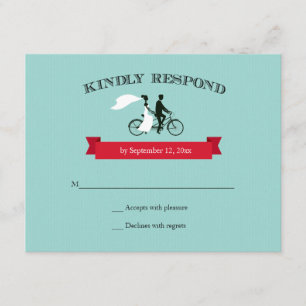 Tandem Bicycle Aqua Wedding RSVP Card