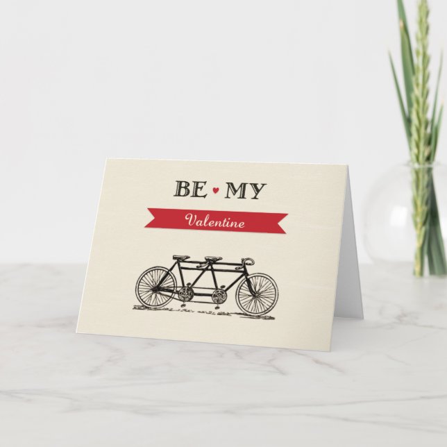 Tandem Bicycle - Be My Valentine Card (Front)