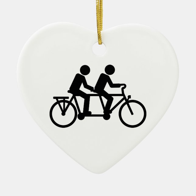 Tandem Bicycle bike Ceramic Tree Decoration (Front)