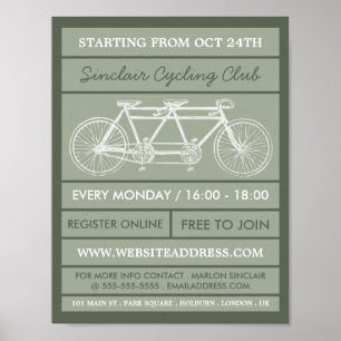 Tandem Bicycle, Cycling Club Advertising Poster