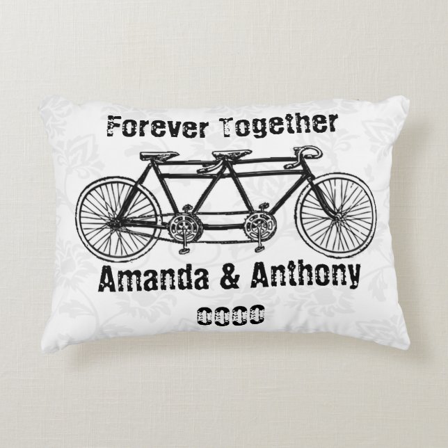 Tandem bicycle,forever together,LOVE and COUPLE Decorative Cushion (Front)