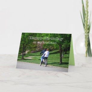 Tandem Bicycle Husband Birthday Light Green Interi Card