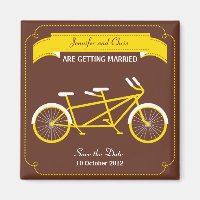 Tandem Bicycle Modern Wedding Brown Save the Date