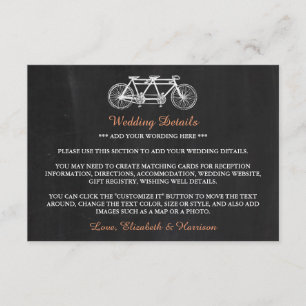 Tandem Bicycle On Chalkboard Wedding Detail Insert