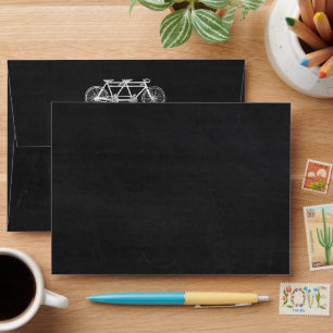 Tandem Bicycle On Chalkboard Wedding Envelope