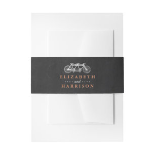 Tandem Bicycle On Chalkboard Wedding Invitation Belly Band