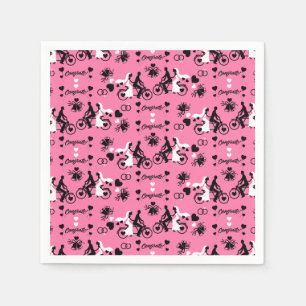 Tandem Bicycle Romantic Wedding And Engagement Napkin