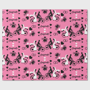 Tandem Bicycle Romantic Wedding And Engagement Wrapping Paper